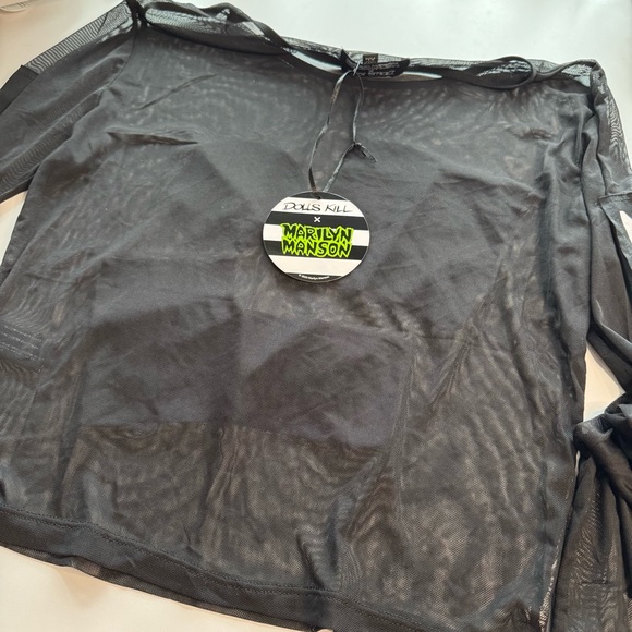 Dolls Kill x Marilyn Manson Mesh Top with Graphic Patches - Picture 6 of 8